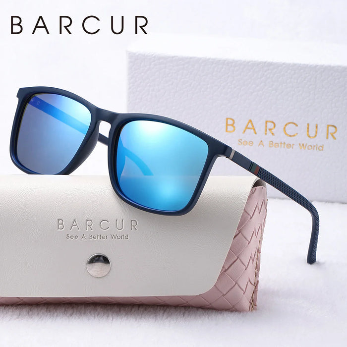 BARCUR Polarized Square Frame Sunglasses for Men and Women