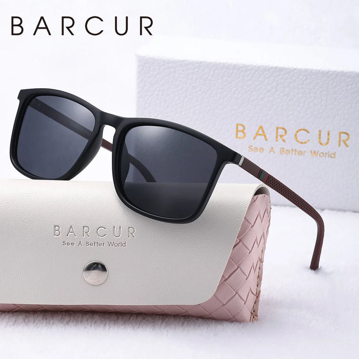 BARCUR Polarized Square Frame Sunglasses for Men and Women