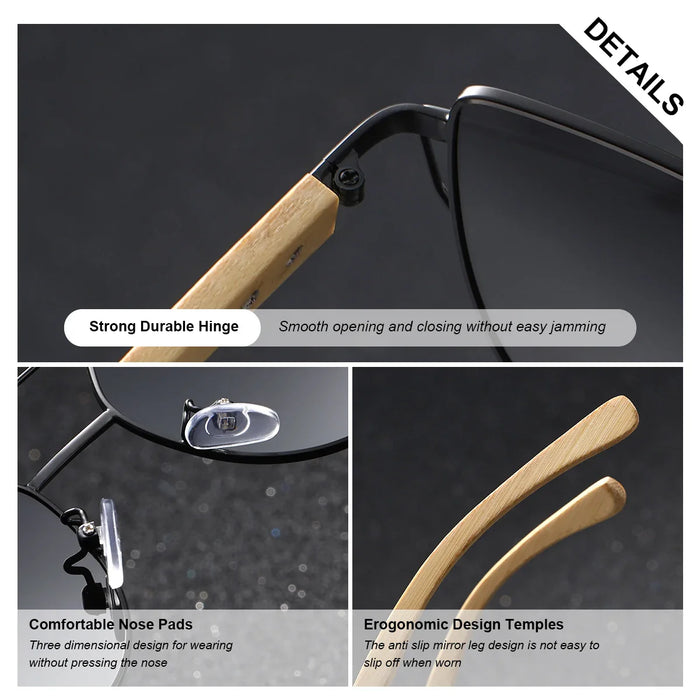 BARCUR Polarized Sunglasses Cat Eye Bamboo