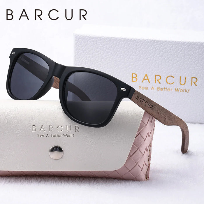 BARCUR Natural Wood Polarized Sunglasses