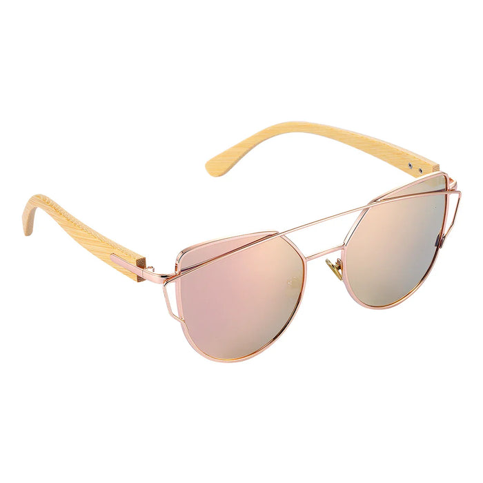 BARCUR Polarized Sunglasses Cat Eye Bamboo