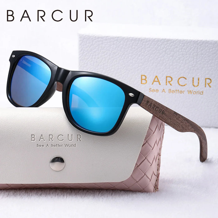 BARCUR Natural Wood Polarized Sunglasses