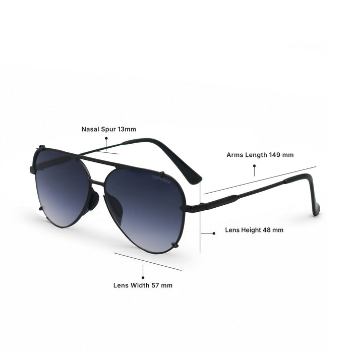 Smaller Cristina - Tangle Free - Faded Black Aviator Sunglasses Black