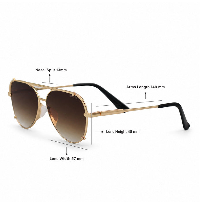 Smaller Cristina - Tangle Free - Faded Brown Aviator Sunglasses Gold