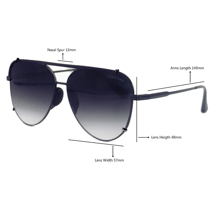 TOPFOXX Smaller Cristina - Tangle Free - Faded Black Aviator Sunglasses Black - Product image