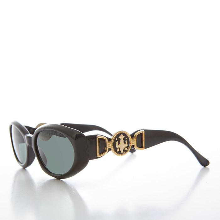 SUNGLASS MUSEUM Oval Cat Eye With Gold Accents Vintage Sunglasses - Tana