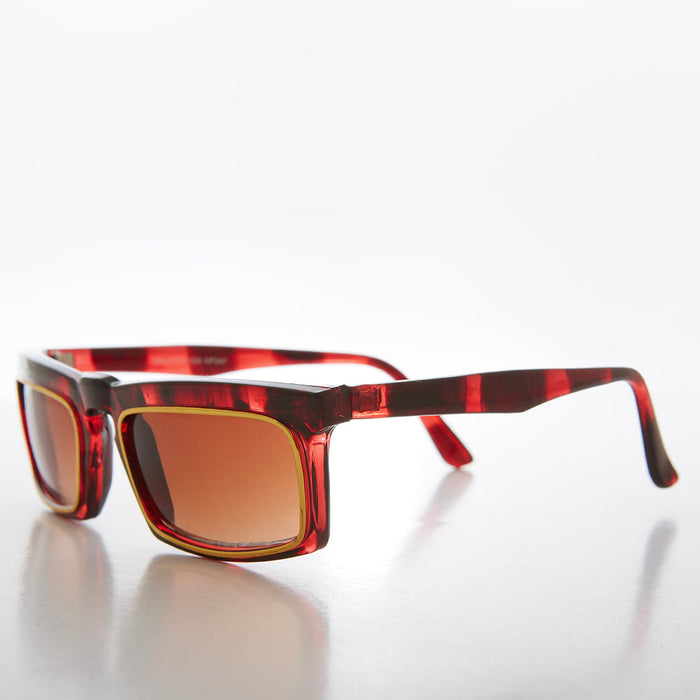 SUNGLASS MUSEUM Rectangular 90s Sunglass with Gold Rim - Tandy