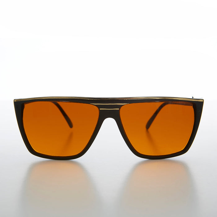 SUNGLASS MUSEUM Flat Top Vintage Sunglass with Orange Lenses - Thelda