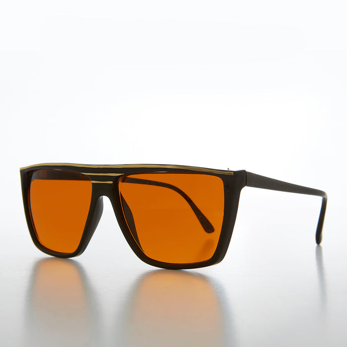 SUNGLASS MUSEUM Flat Top Vintage Sunglass with Orange Lenses - Thelda