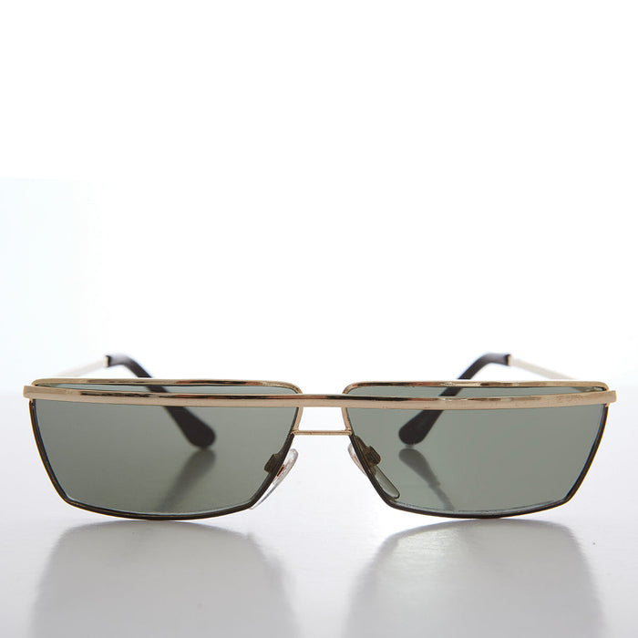 SUNGLASS MUSEUM Futuristic Rectangle Gold Brow Sunglasses - Tilly