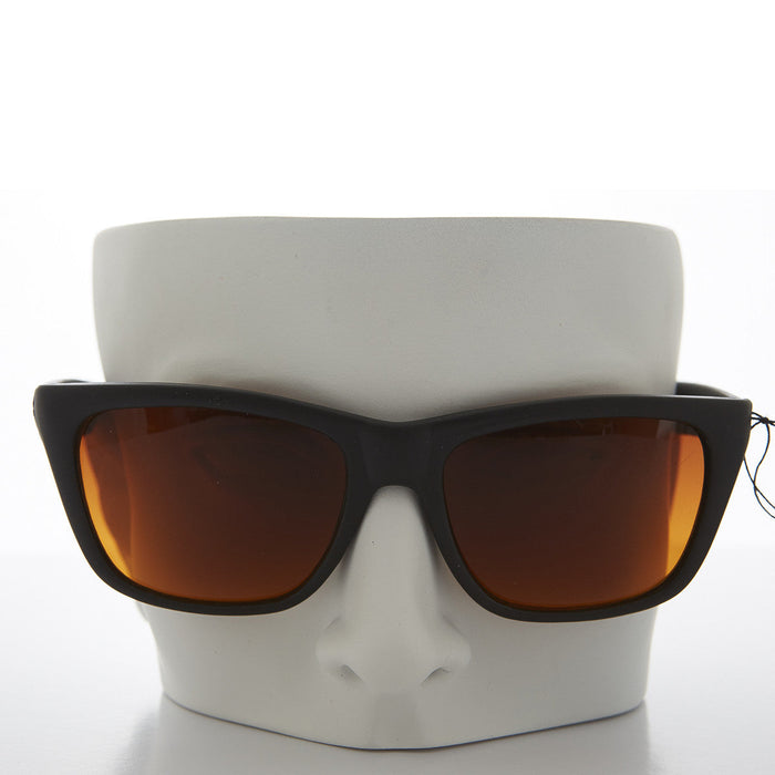 Classic Square Black Sunglasses with Amber Lens - Toni