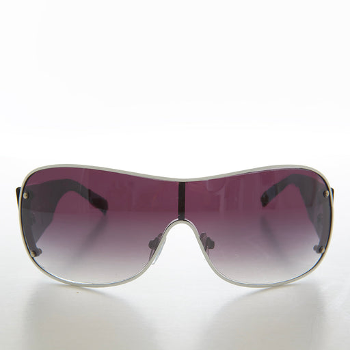image of sunglasses model SUNGLASS MUSEUM Shield Sunglasses with Mod Pattern Temples -  Trek