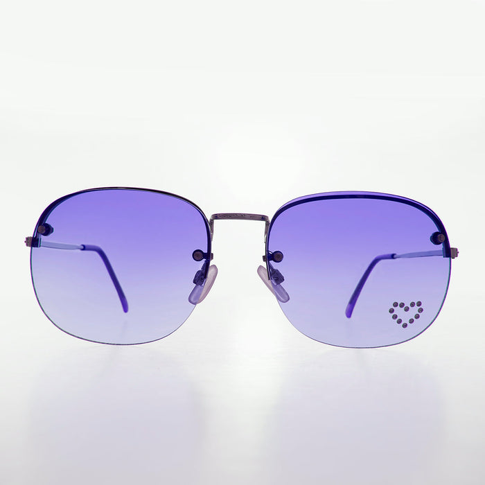 Rimless Vintage Sunglasses with Rhinestone Heart - Trixie