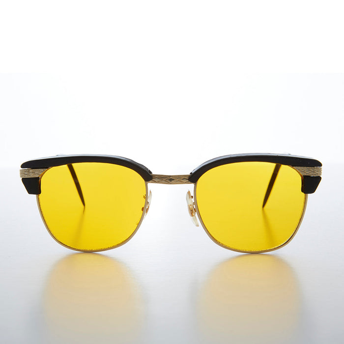 SUNGLASS MUSEUM Yellow Lens Half Frame Vintage Sunglasses - True