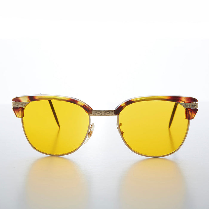 SUNGLASS MUSEUM Yellow Lens Half Frame Vintage Sunglasses - True