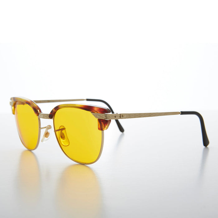 SUNGLASS MUSEUM Yellow Lens Half Frame Vintage Sunglasses - True