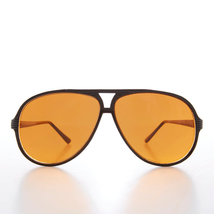 SUNGLASS MUSEUM Retro Amber Lens Aviator - Tuner