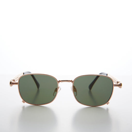 image of sunglasses model SUNGLASS MUSEUM Tailored Steampunk Gold Sunglass with Industrial Temples - Tyga 1