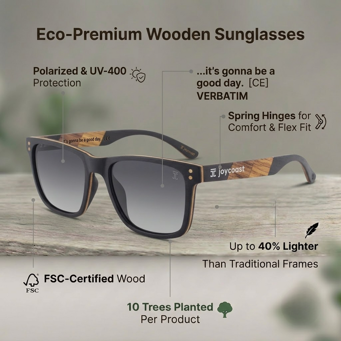 Terra Wooden Wayfinder Sunglasses | Polarized UV400 | Joycoast