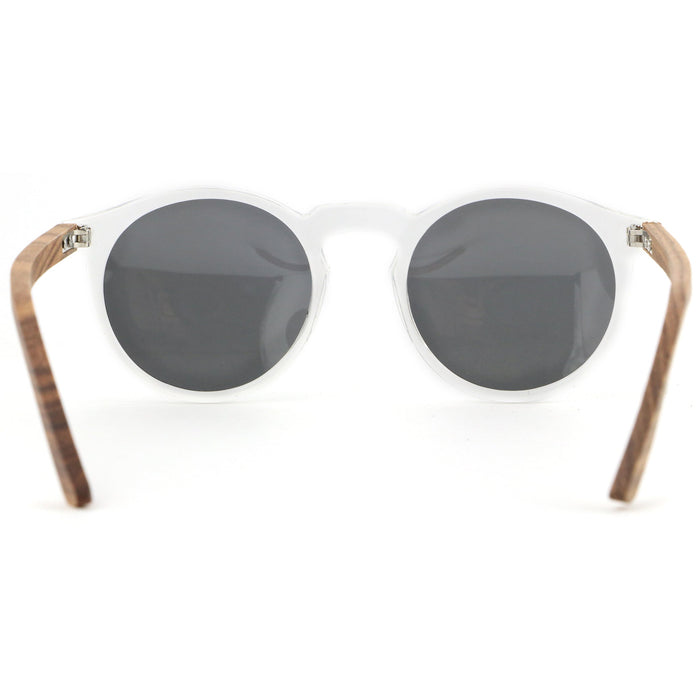 Timber Grey Round Acetate Wooden Sunglasses | Joycoast