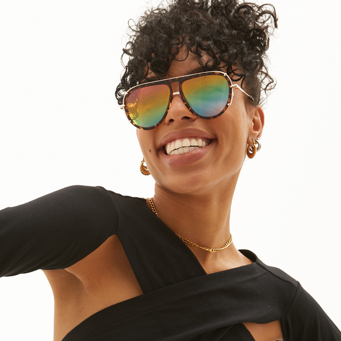 TOPFOXX Sunglasses Ivy Luxe - Pride Tangle-Free Round Aviator Sunglasses