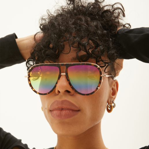 TOPFOXX Sunglasses Ivy Luxe - Pride Tangle-Free Round Aviator Sunglasses