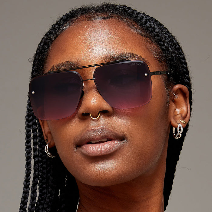 TOPFOXX Sunglasses Bella Faded Purple and Pink - Tangle Free Aviator Sunglasses