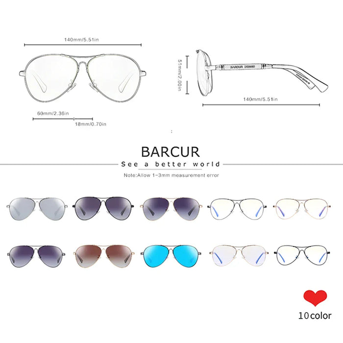 BARCUR Polarized Pilot Sunglasses
