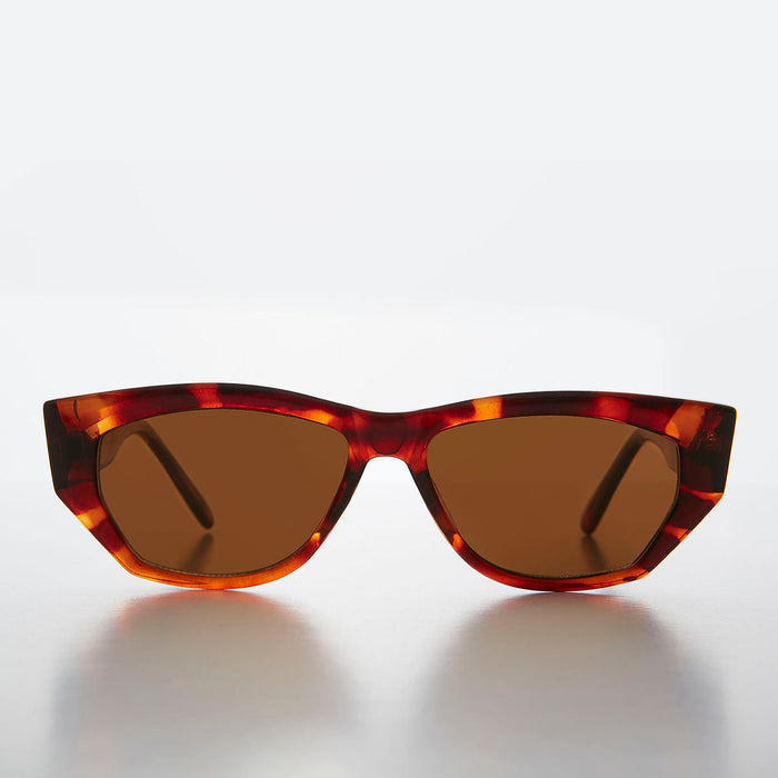 SUNGLASS MUSEUM Chunky Mod Street Style Vintage Sunglass with Gold Bling - Val