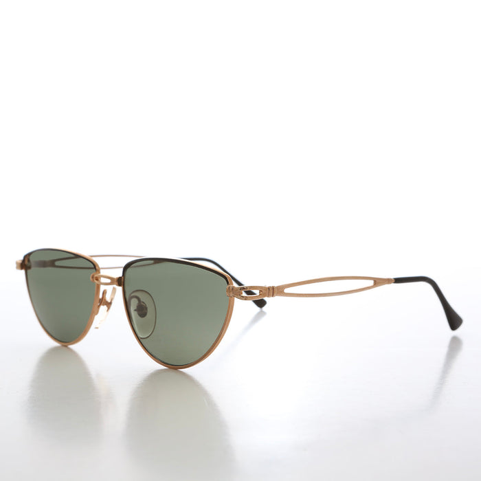 Gold Semi-Oval Vintage Sunglasses - Veanne