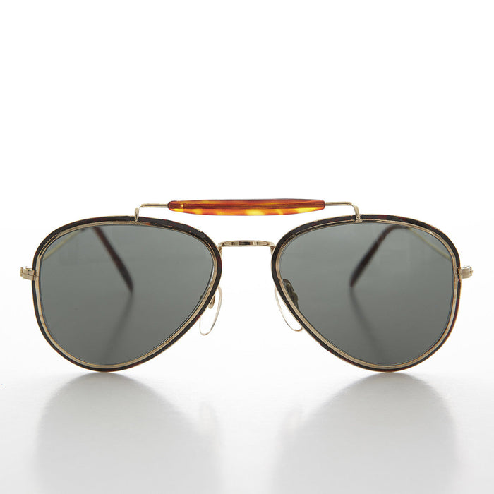 image of sunglasses model SUNGLASS MUSEUM Metal Aviator Vintage Sunglass with Brow Bar - Vega
