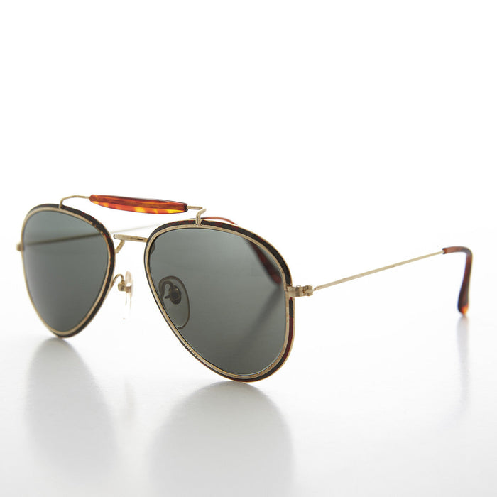 image of sunglasses model SUNGLASS MUSEUM Metal Aviator Vintage Sunglass with Brow Bar - Vega