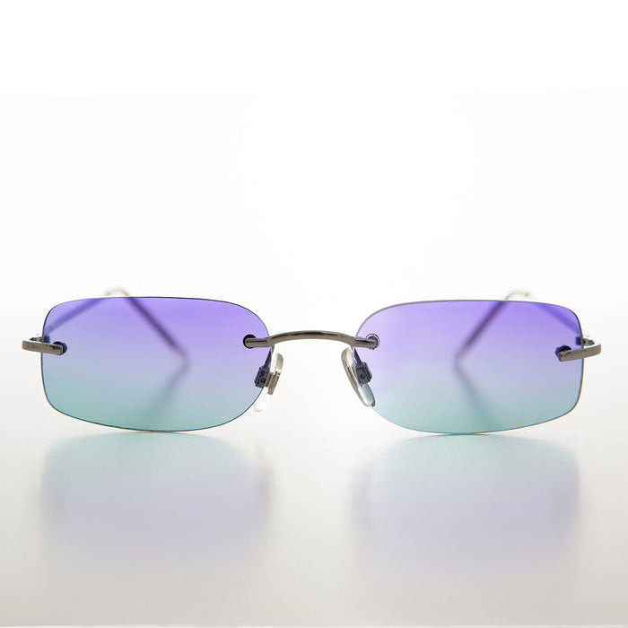 SUNGLASS MUSEUM Rimless Rectangular Sunglass Tinted Lens - Vishnu