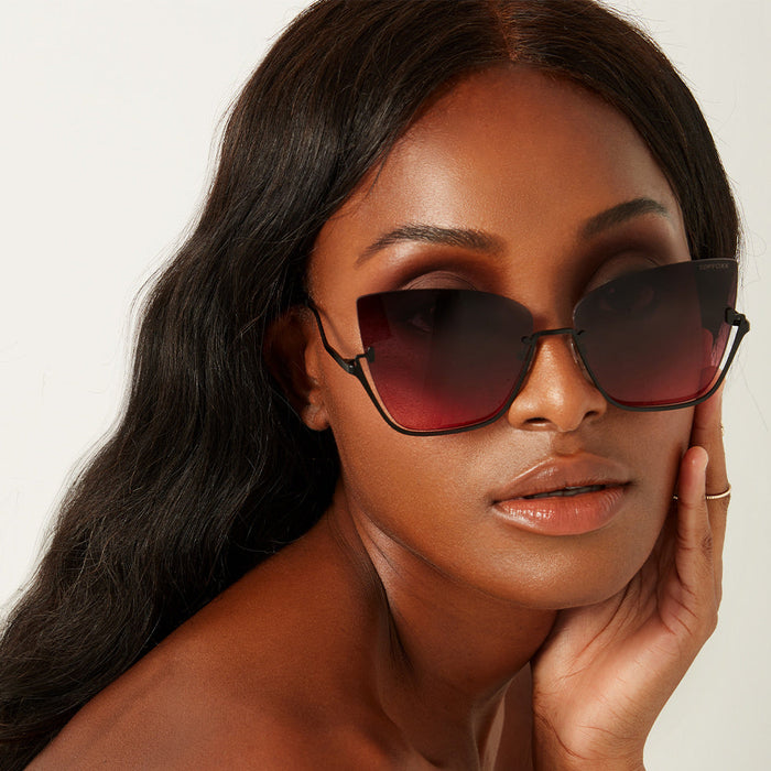 TOPFOXX Sunglasses Vixen - Ruby Rimless Metal Cateye Sunglasses
