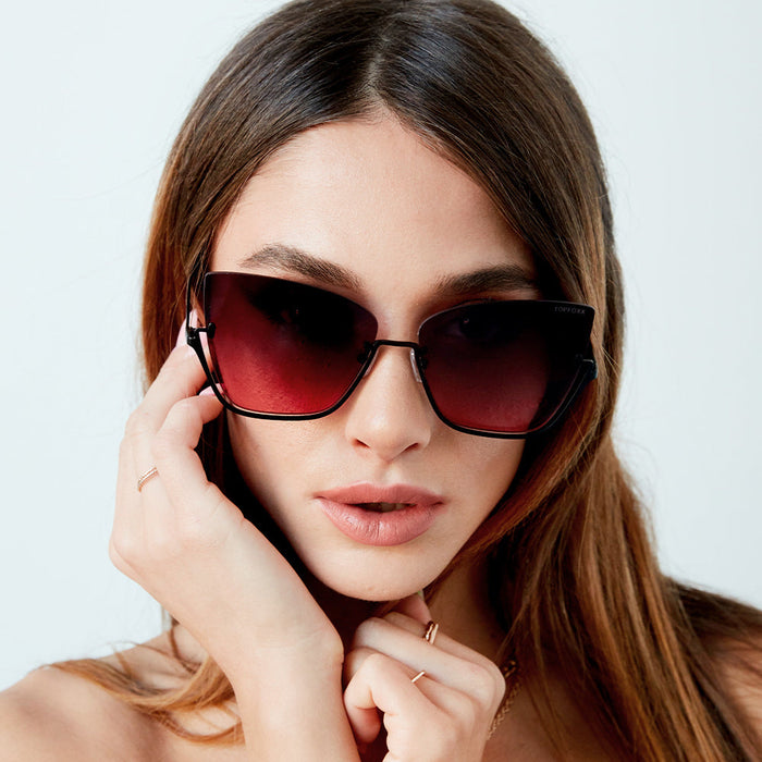 TOPFOXX Sunglasses Vixen - Ruby Rimless Metal Cateye Sunglasses