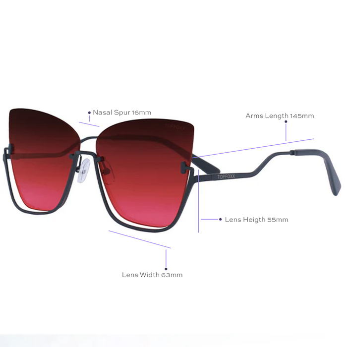 TOPFOXX Sunglasses Vixen - Ruby Rimless Metal Cateye Sunglasses