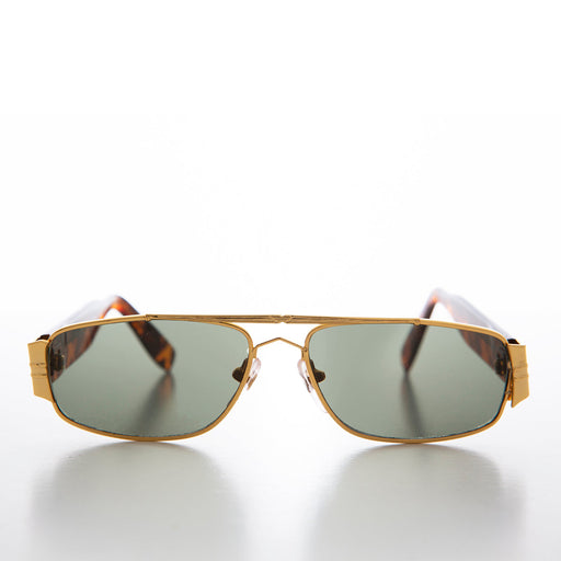 SUNGLASS MUSEUM Retro Gold Rectangular Aviator Sunglass - Wagner - Product image