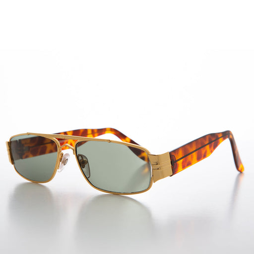 SUNGLASS MUSEUM Retro Gold Rectangular Aviator Sunglass - Wagner - Product image