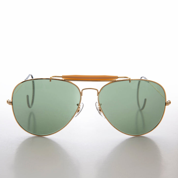 image of sunglasses model SUNGLASS MUSEUM SUNGLASS MUSEUM Vintage Aviator Sunglass with Cable Temples and Glass Lens - Wolfman