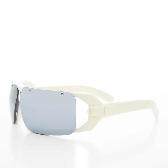 SUNGLASS MUSEUM Mirror Lens Wrap Futuristic 80s Sunglasses - Worley