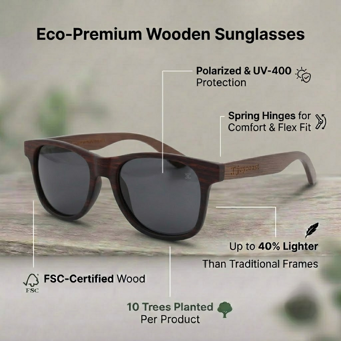 Woodgrain Mozz Walnut Wooden Sunglasses | Polarized | Joycoast