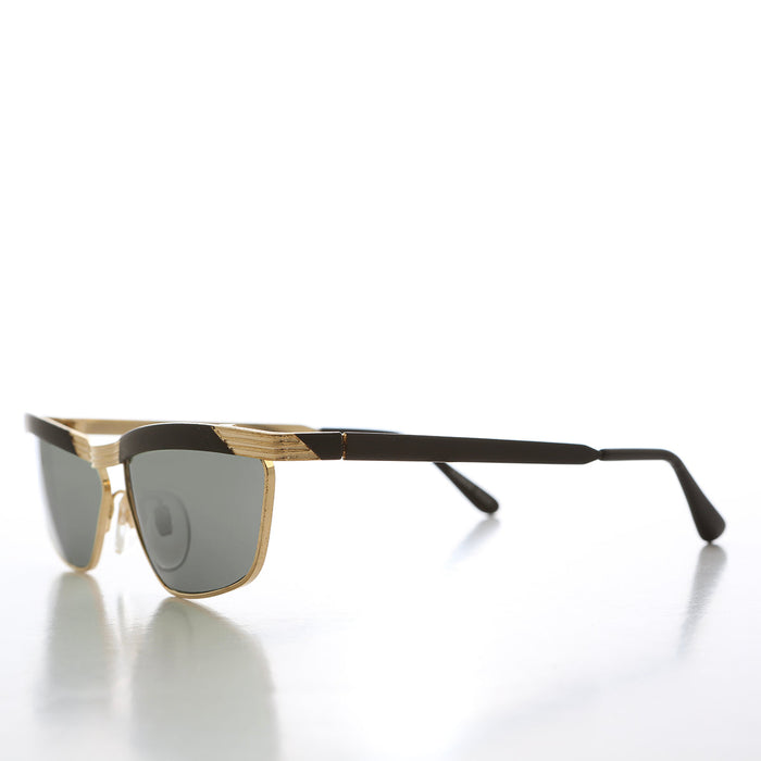 SUNGLASS MUSEUM 90s Curved Gold Black Frame - Yara