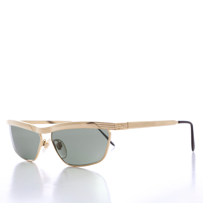 SUNGLASS MUSEUM 90s Curved Gold Black Frame - Yara