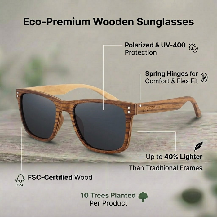 Ziggy Zebrawood Wayfinder Sunglasses | Polarized | Joycoast