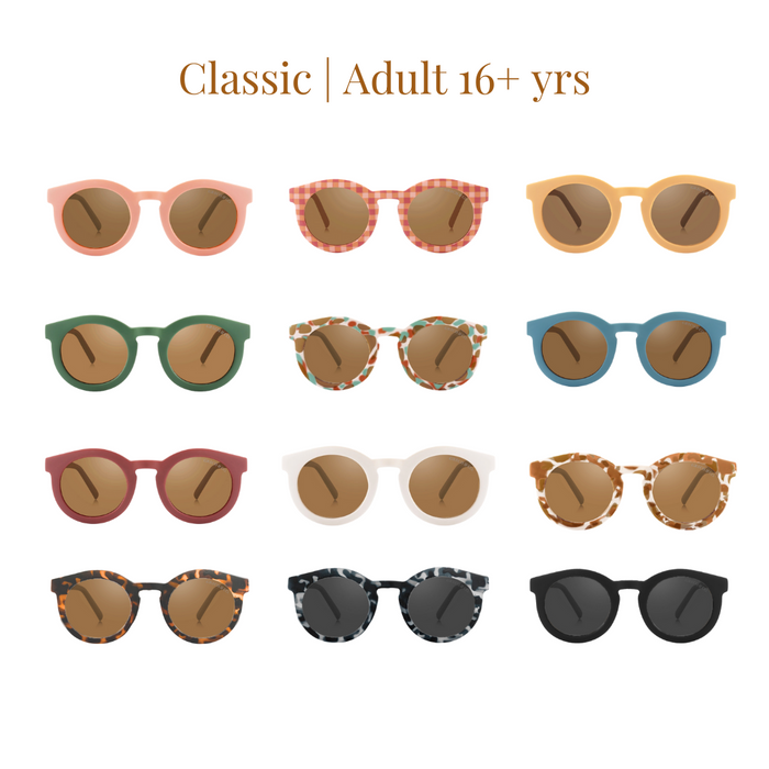 Classic | Sustainable Sunglasses | Plant-Based Bendable Polarized - Adult | 16+ Y |  Sunset Gingham