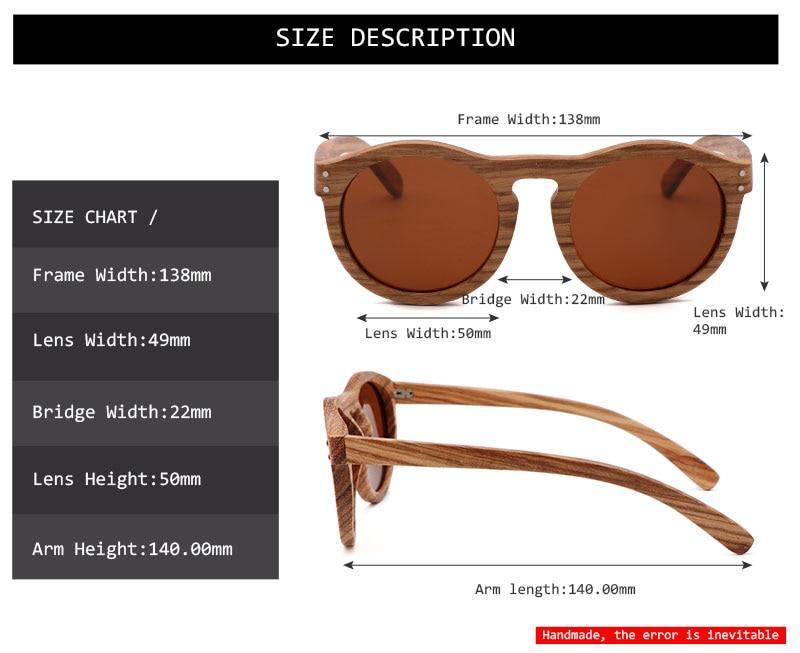 BARCUR Classic Style Wood Retro Style Sunglasses