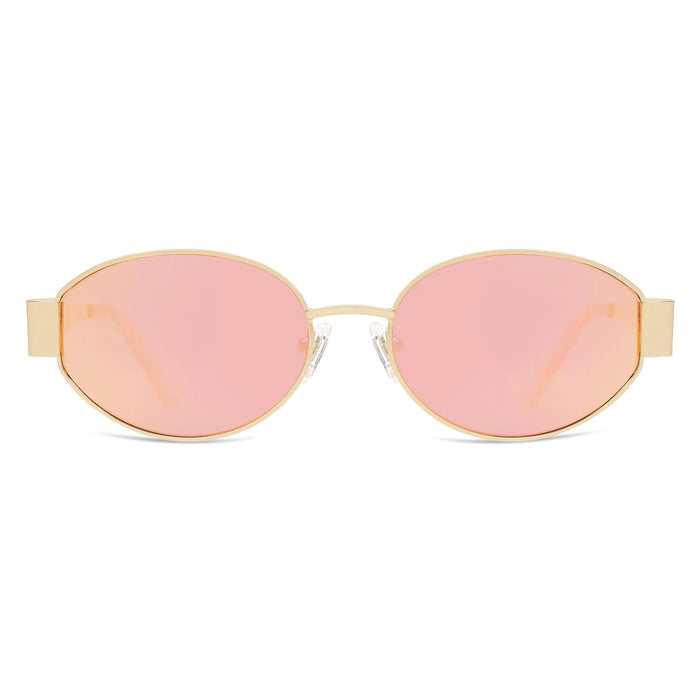 SOJOS Retro Oval Sunglasses for Women Men Trendy Sun Glasses Classic Shades UV400 Protection SJ1217 Gold/Grey