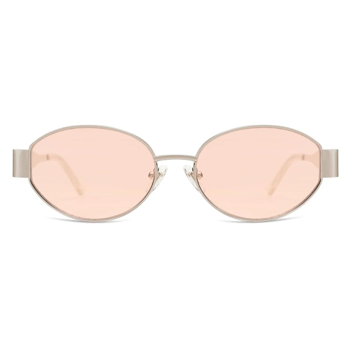 SOJOS Retro Oval Sunglasses for Women Men Trendy Sun Glasses Classic Shades UV400 Protection SJ1217 Light Gold/Light Brown