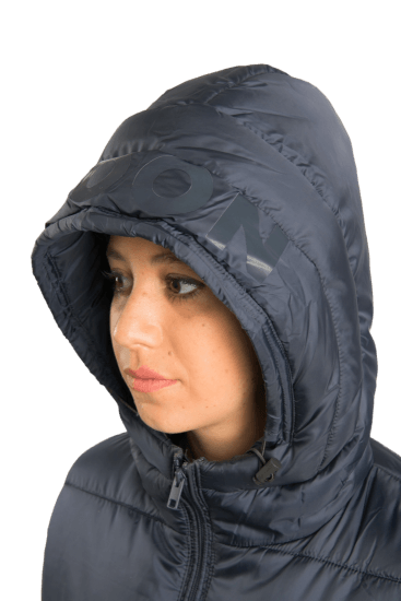 ecoon apparel jacket paris long women sustainable clothing recyclable premium dark blue KRN glasses ECO280520TS S