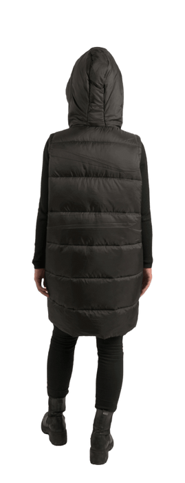 ecoon apparel vest barcelona long women sustainable clothing recyclable premium black KRN glasses 